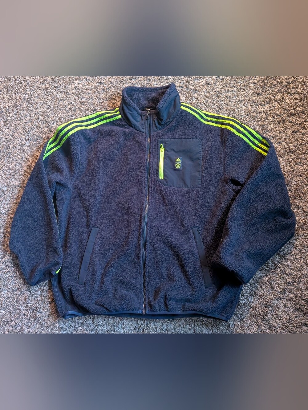 Adidas Manchester City Navy Lifestyle Fleece Full Zip Active Jacket Men's L